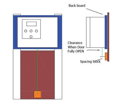 HenSafe Mounting Option 2 diagram, for coops with limited headroom above the door.